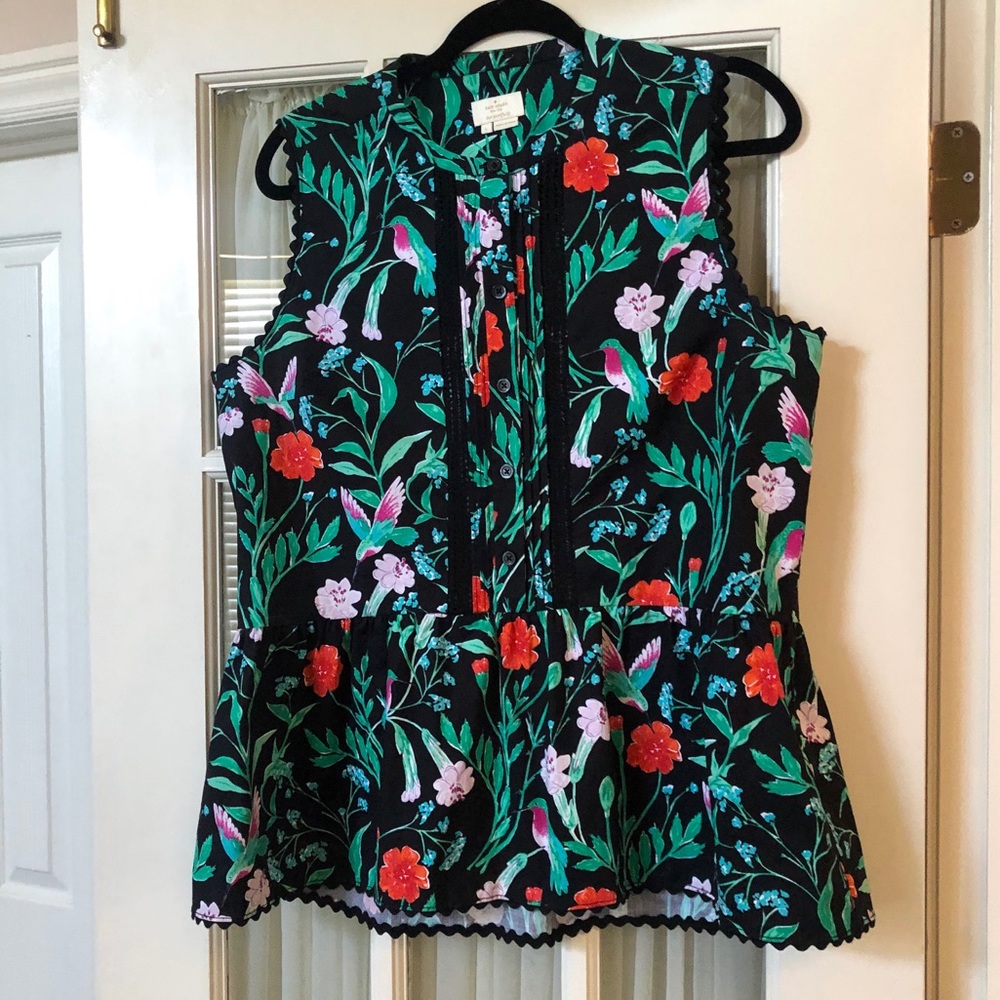 Kate Spade Sleeveless Peplum Top SZ L